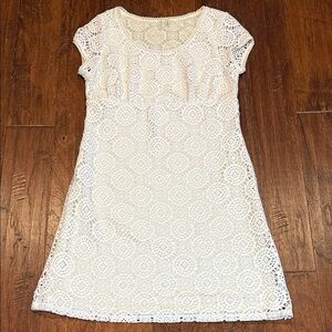 Medium Madison White Lace with Cream Colored Underlining Lace Dress
